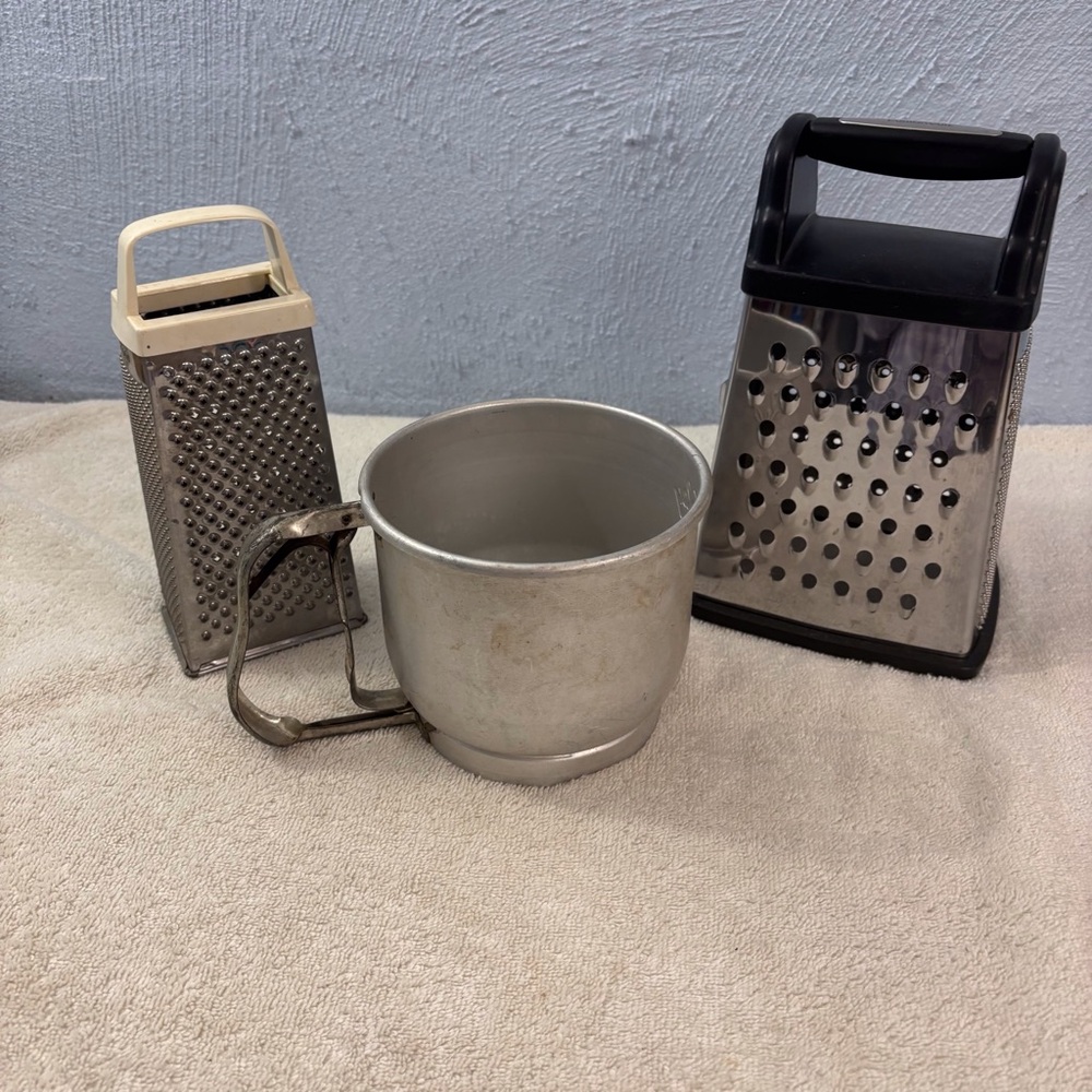 Classic Silver Stainless Steel and Aluminum Graters, Vintage Sifter Farberware
